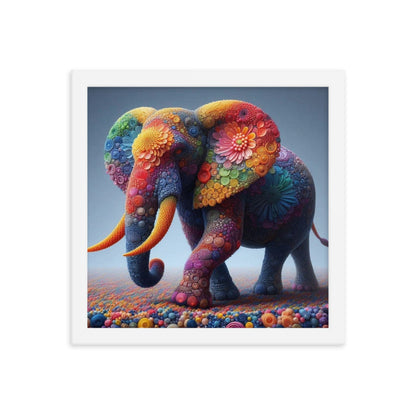 Colorful Flowery Elephant Print - Framed - Premium  from T&L Kustoms - Just $29.95! Shop now at T&L Kustoms