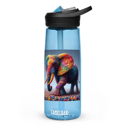 Sports water bottle - Flowery Elephant