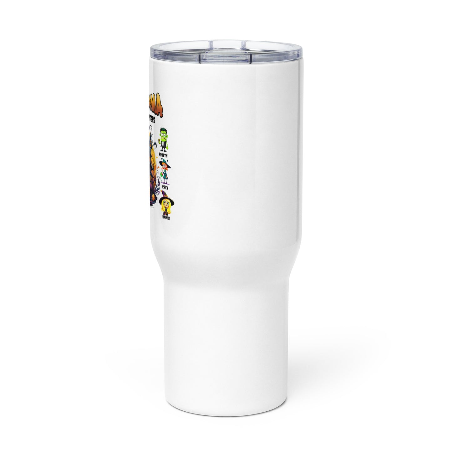 Travel mug with a handle - Grandma to Little Monsters - Premium  from T&L Kustoms - Just $24.95! Shop now at T&L Kustoms