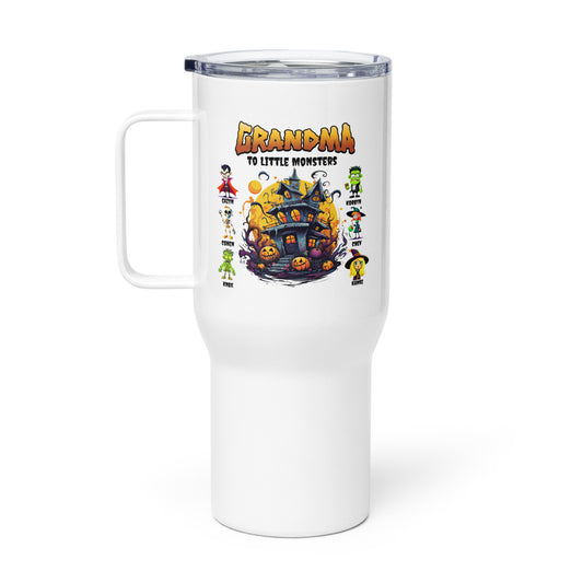 Travel mug with a handle - Grandma to Little Monsters - Premium  from T&L Kustoms - Just $24.95! Shop now at T&L Kustoms