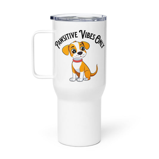 Pawsitive Vibes Only- Travel mug with a handle - Premium  from T&L Kustoms - Just $26.95! Shop now at T&L Kustoms