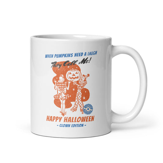 Pumpkin's Favorite Comedian - White glossy mug